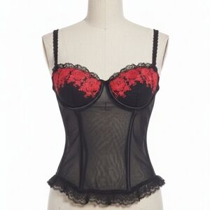 Victoria's Secret Vintage Red Lace Ruffle Corset  (1995)